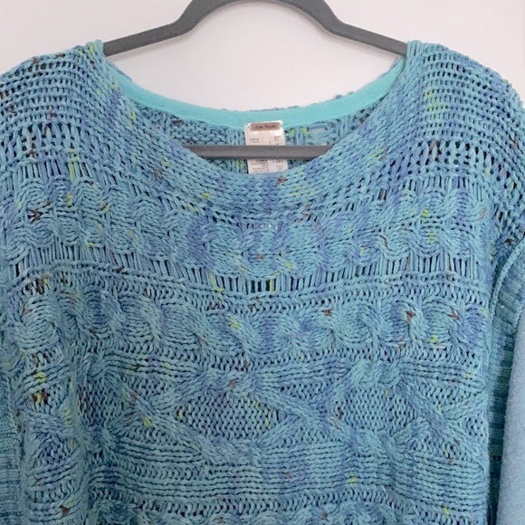 FREE PEOPLE Siren Blue Cable Knit Combo Vest Sweater - Picture 6 of 15